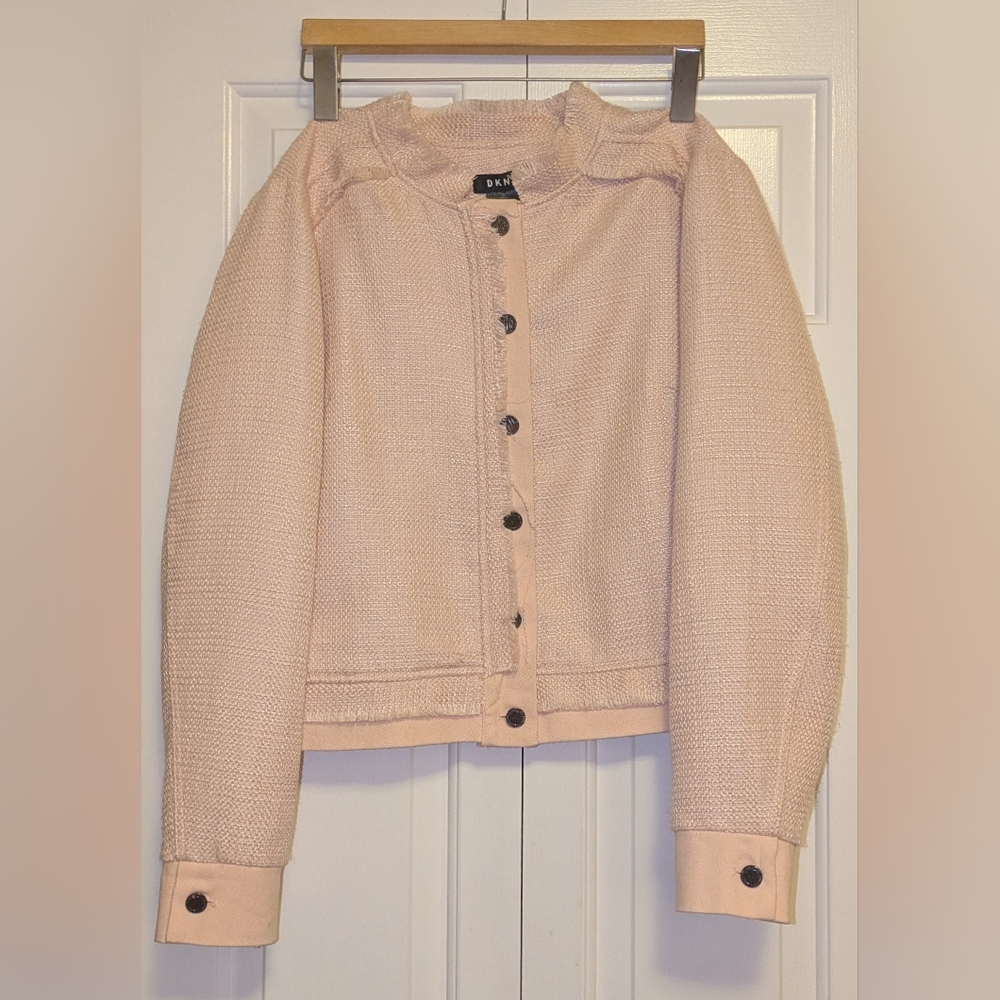 DKNY Light Pink Tweed Button-Front Jacket